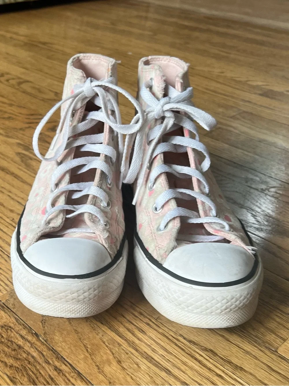 Converse Kids’ Platform Shoes | Pink & White Floral Design | Size 5